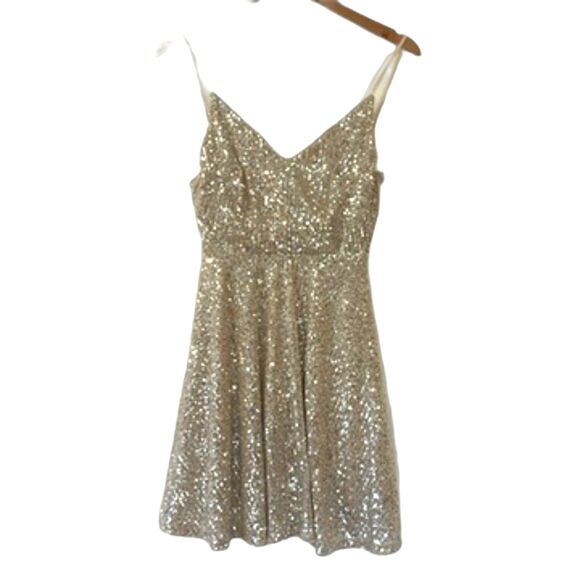 Stunning Sparkles Lulus Silver Sequin Backless Skater Dress Small Mini - Picture 5 of 11